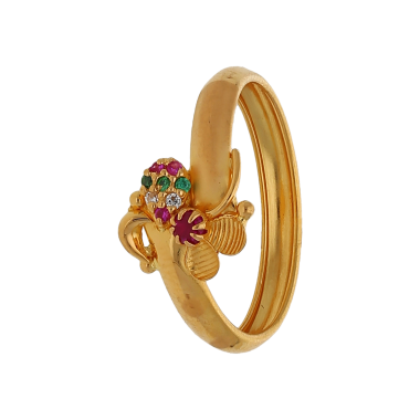 Ladies Ring With Floral Designs And Stone